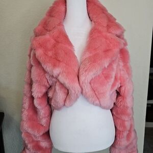 Bernardo Vintage Pink Cropped Teddy Jacket